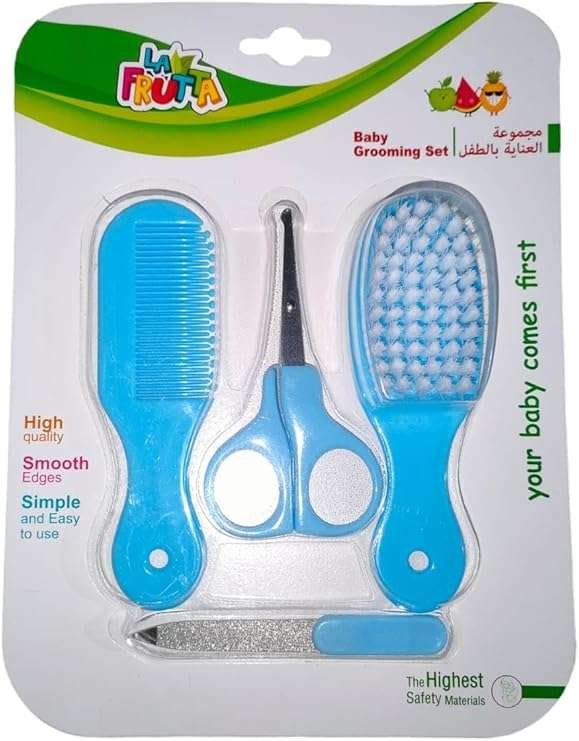 مجموعة العناية بالطفل من لا فروتا (فرشاة، مشط، مقص، قصافة أظافر)