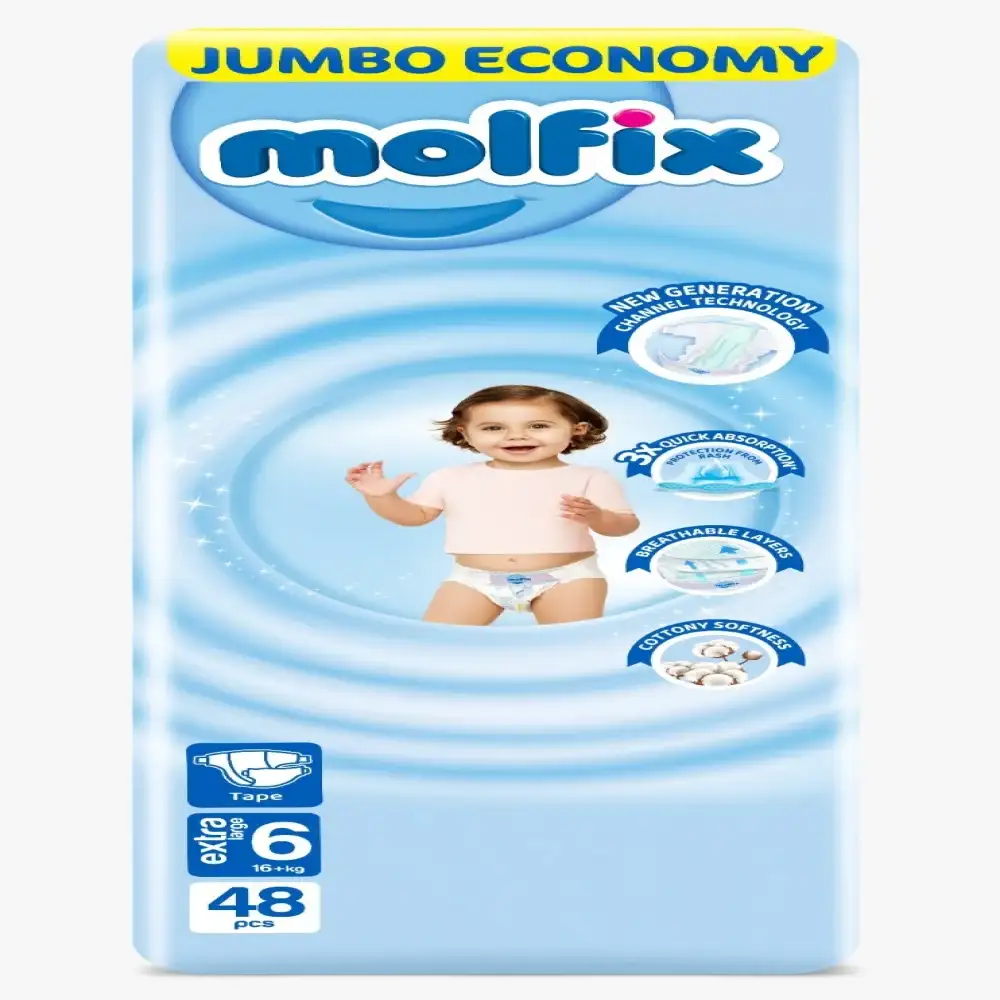 مولفيكس حفاضات اطفال عبوة جامبو اكس لارج مقاس 6 - 48 حفاضة - قد تختلف العبوة